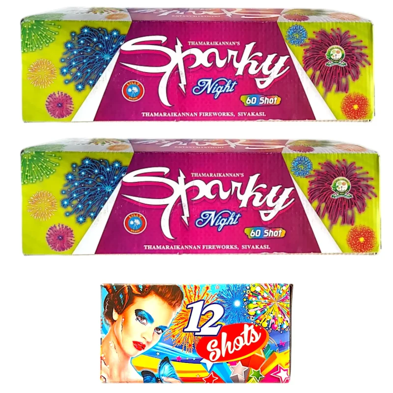60 Shot Multi-color + 12 shot Crackling (BUY 2 GET 1 FREE)